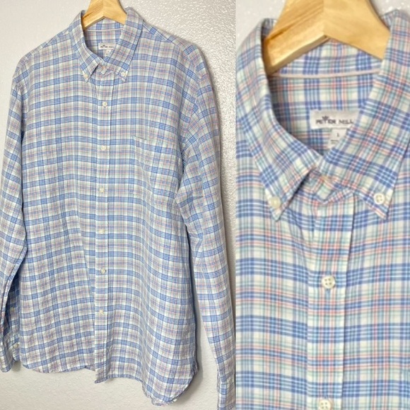 Peter Millar Other - Peter Millar Plaid Long sleeve button down linen blend shirt